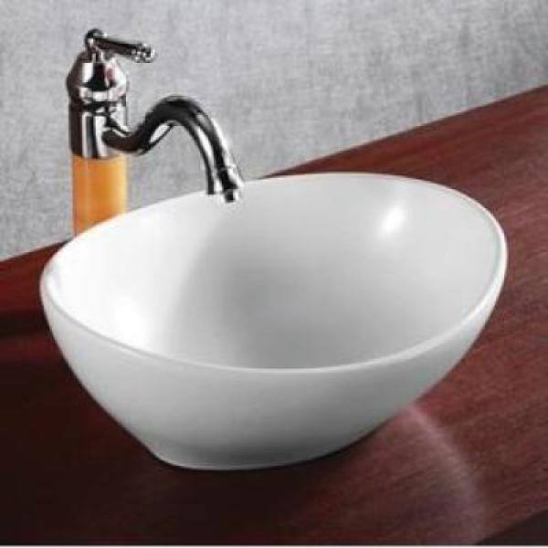 Elanti Oval Vessel Bathroom Sink in White EC9838