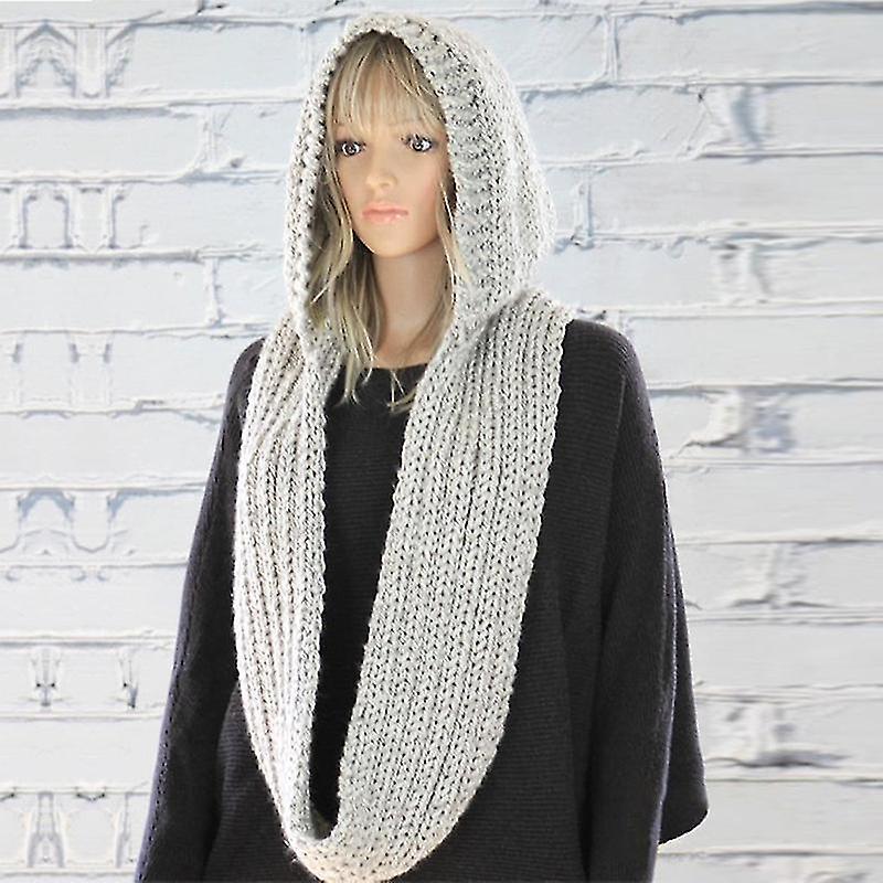 Women Fashion Casual Knitted Hooded Scarf Autumn Winter Warm Retro Hat Scarves