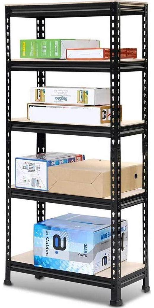 SUGIFT 5-Tier Steel Shelving Unit 27.6 W x 11.8 D x 59 H， Black