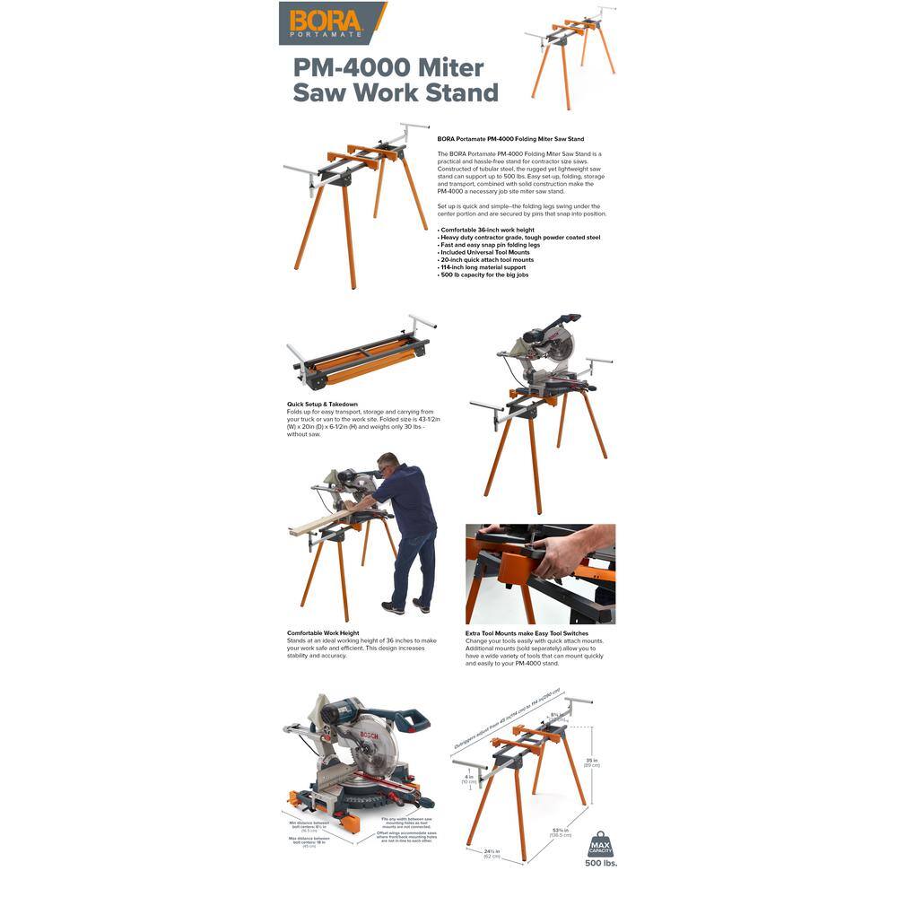 🎉Limited Time Offer🎉BORA Steel Folding Portable Miter Saw Stand PM-4000