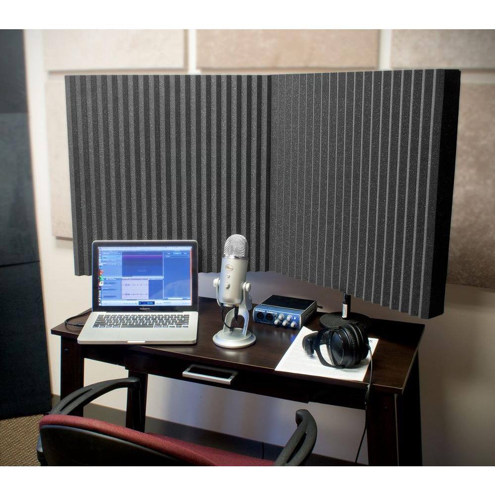 DeskMAX (2) 3 in. x 24 in. x 24 in. Acoustic Panel with 2 Desk Stand DESKMAX