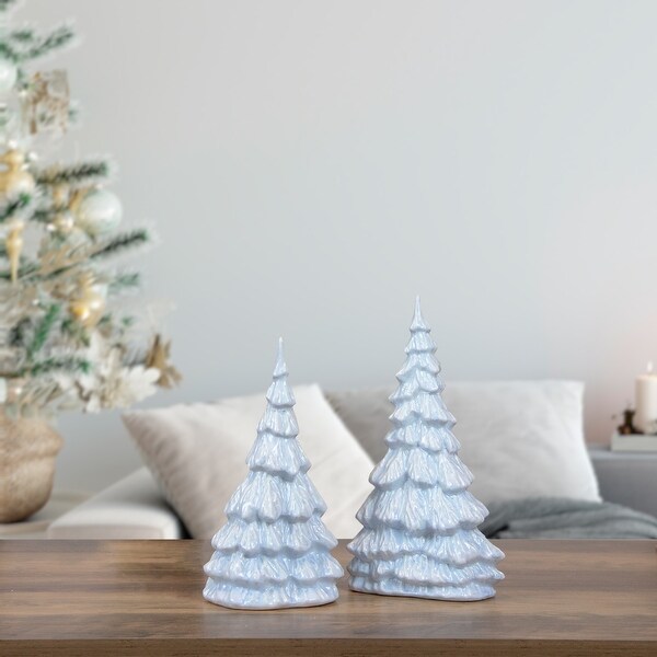 12.5 Blue and White Textured Christmas Tree Tabletop Decor