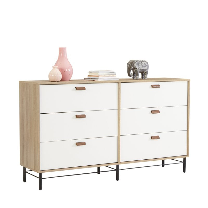 Sauder Anda Norr Modern 6-Drawer Dresser in Sky Oak, Sky Oak Finish