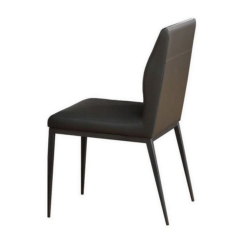 Chair with Faux Leather and Sleek Metal Legs， Gray