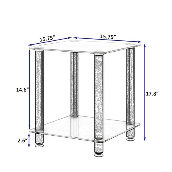 White and Black Side Table 2-Tier Space End Tablewith Storage Shelve