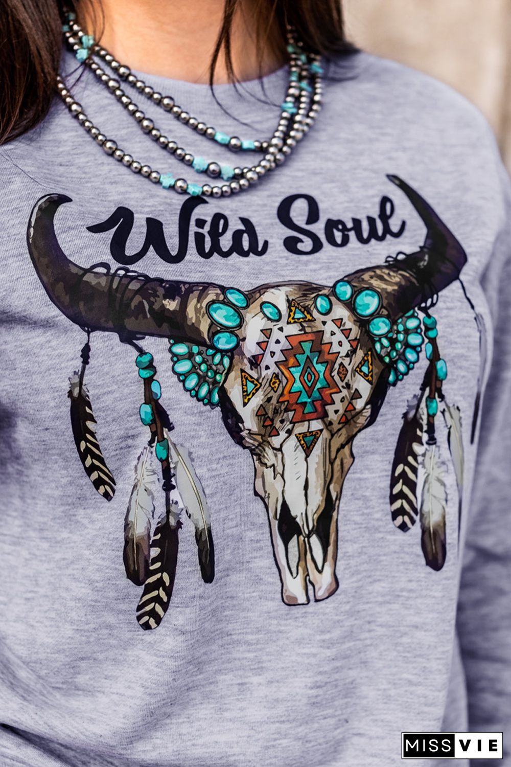 Wild Soul Western Graphic Print Drop Shoulder Pullover Sweatshirt