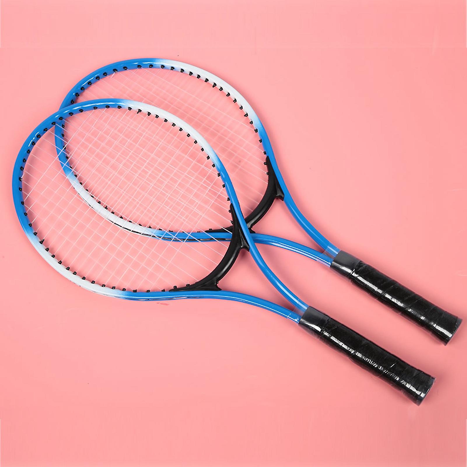 Iron Alloy Children Tennis Racket Beginner Practice Racquet With Ball And Carry Bag(blue)