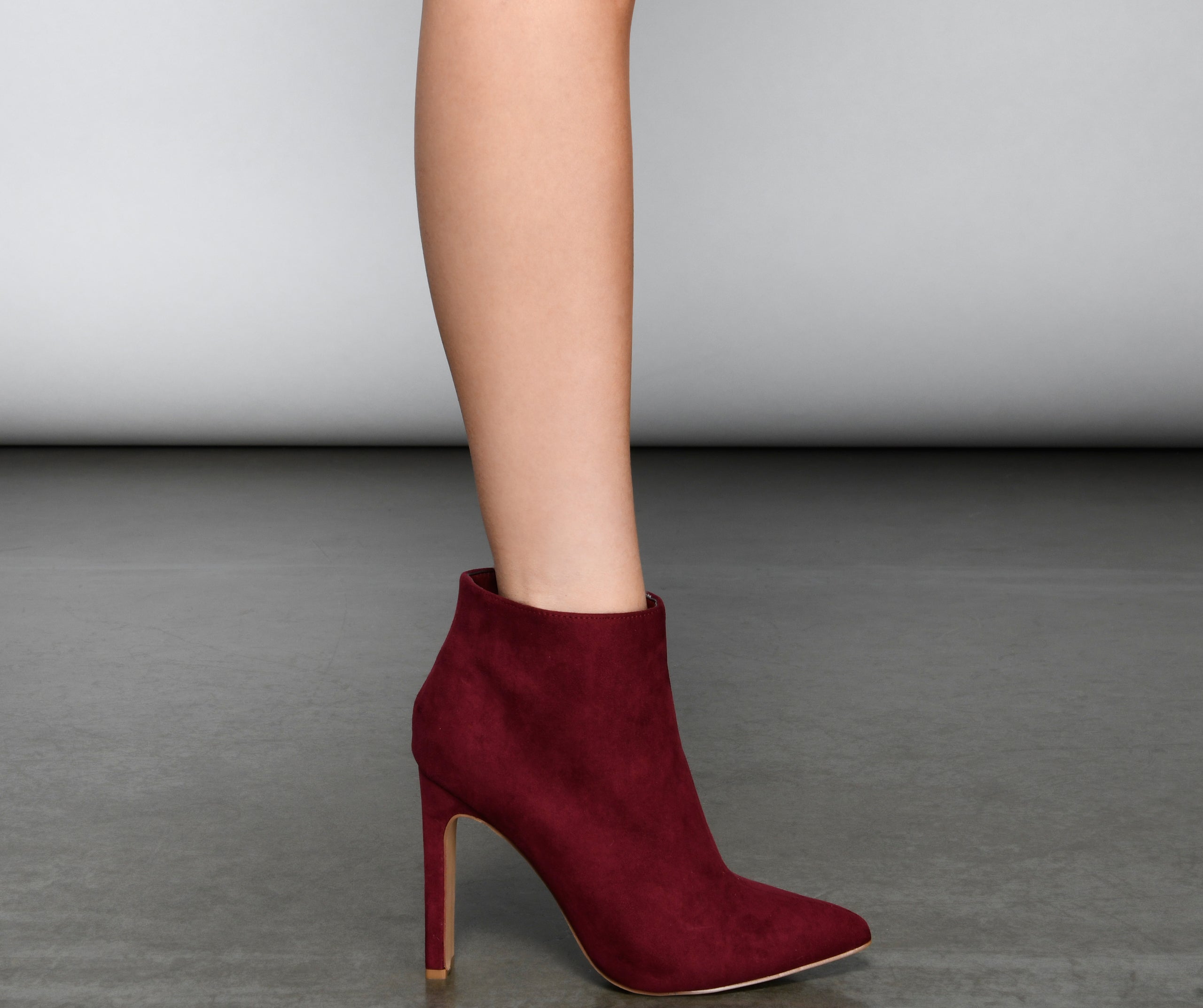 Uptown Girl Faux Suede Pointed Toe Booties