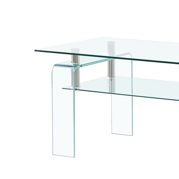 Clear Glass Coffee Table， Tempered Glass Coffee Table for Living Room