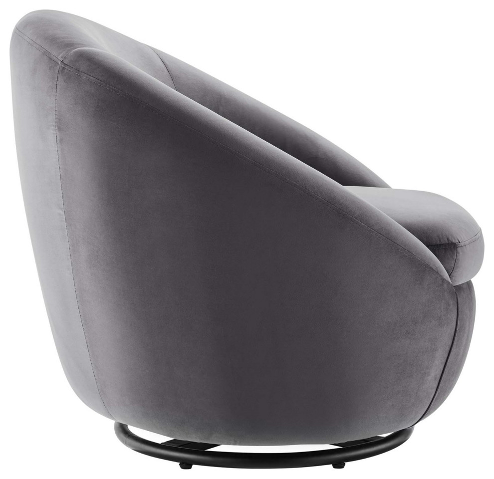 Contemporary Accent Chair  Swiveling Black Base and Rounded Velvet Seat   Transitional   Armchairs And Accent Chairs   by Declusia  Houzz