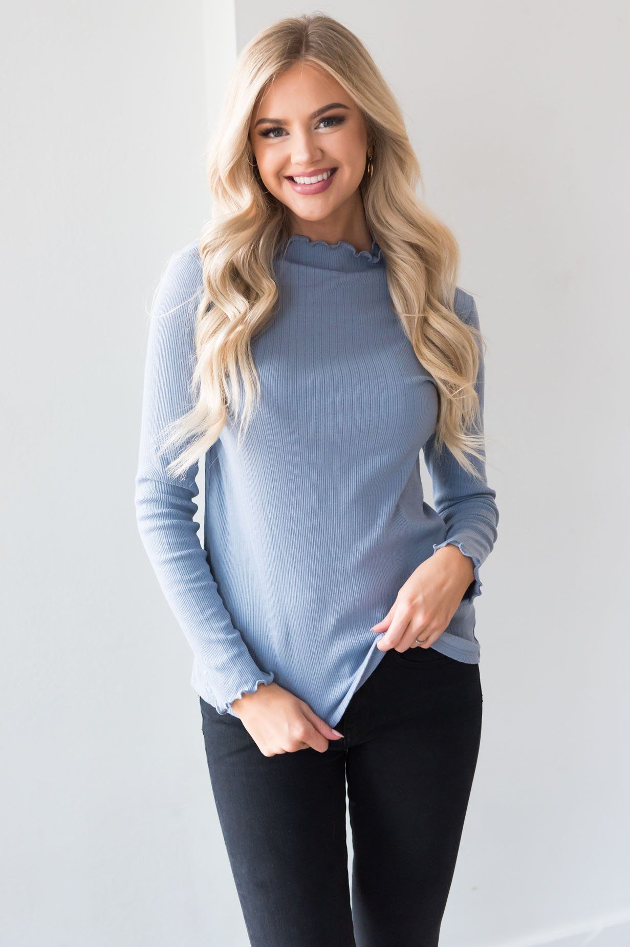 Whenever Needed Ribbed Modest Top