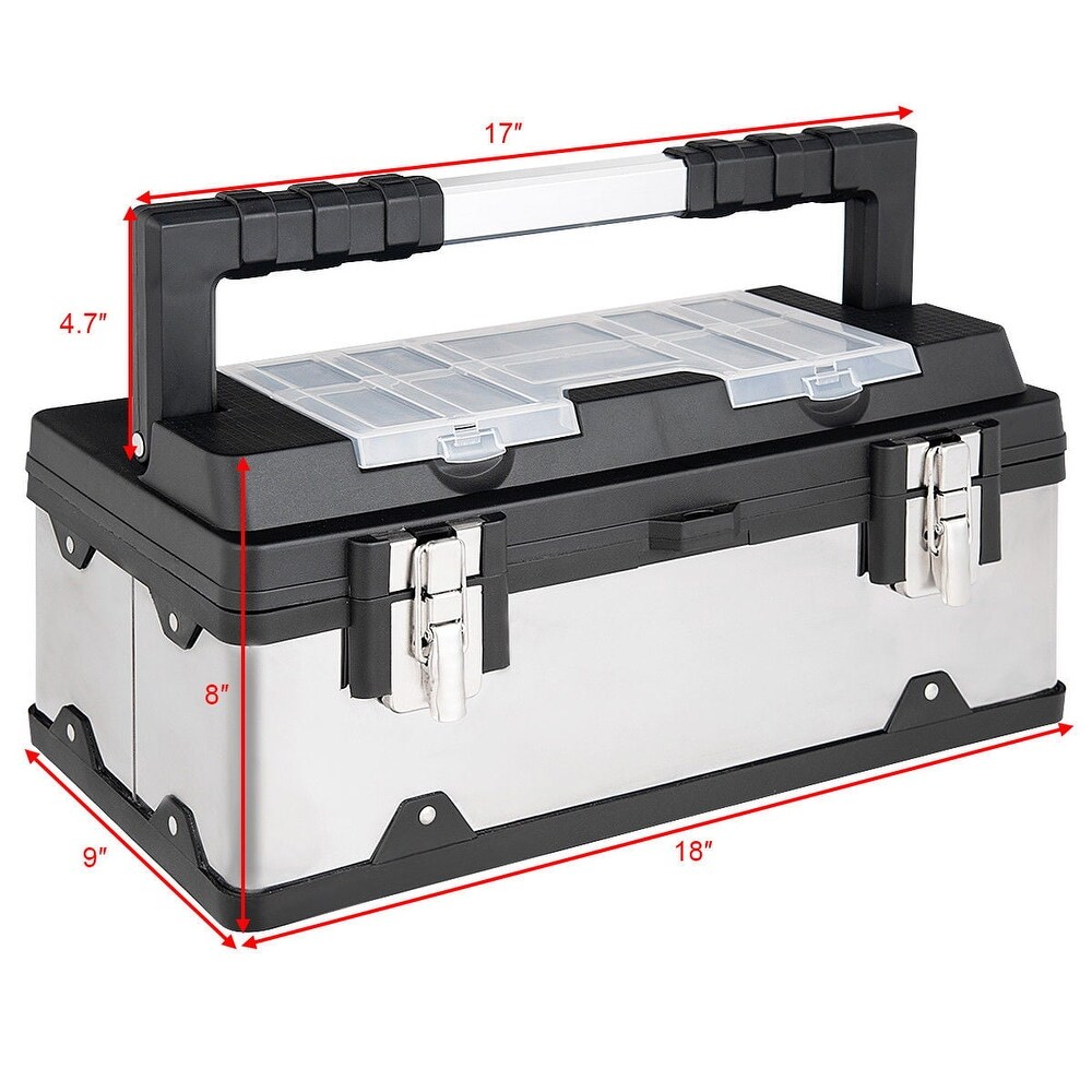 18 Inch Tool Box Stainless Steel and Plastic Portable Organizer