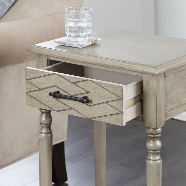 Anthony One Drawer Side Table， Stone Wash