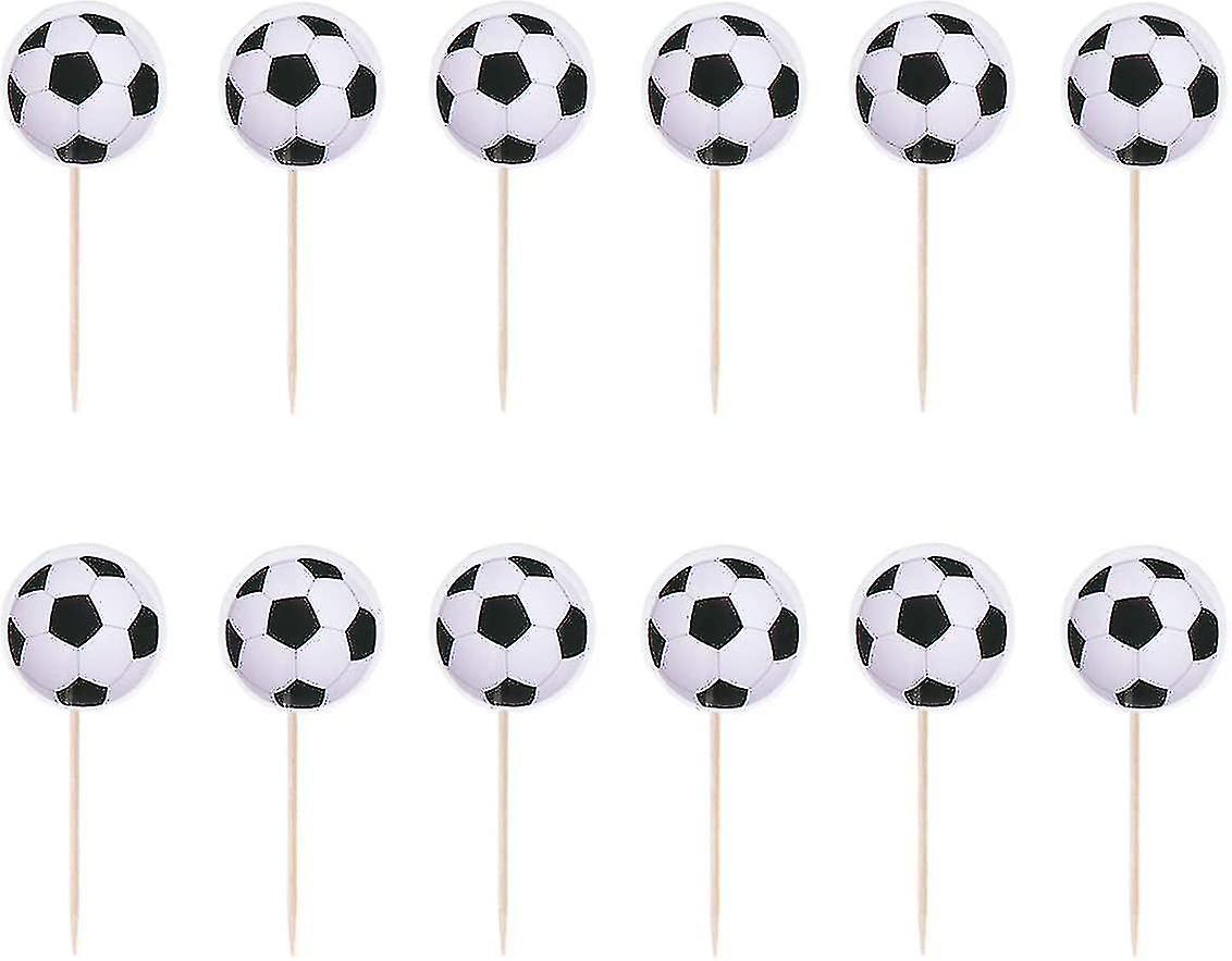 24 Pcs Football Cake Topper Creative Funny Cake Fruit Dessert Insert Card For Birthday Party Festiva