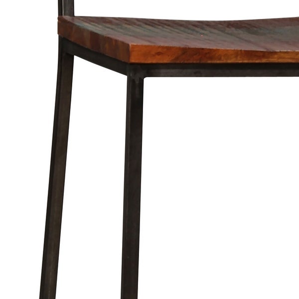 Zoey Rustic Acacia and Antique Iron High Back Bar Stool