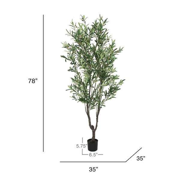 6.5ft Artificial Olive Tree Plant in Black Pot