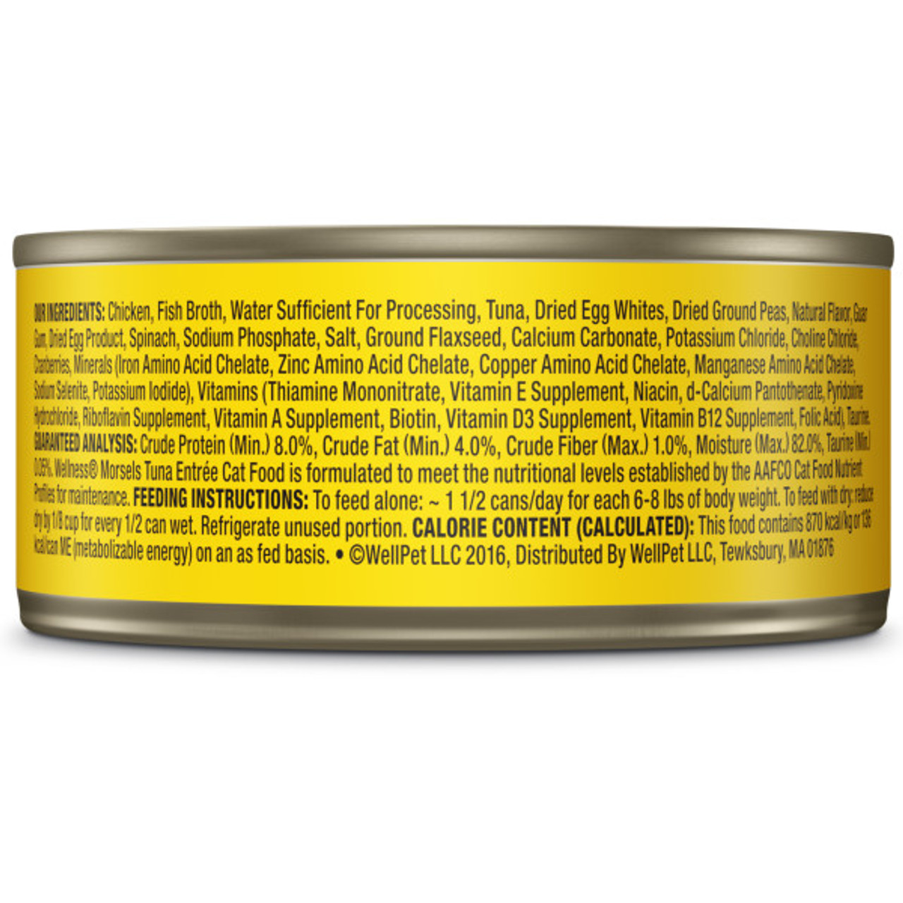 Wellness Complete Health Grain Free Morsels Cubed Tuna Entree Canned Cat Food， 5.5 Oz.