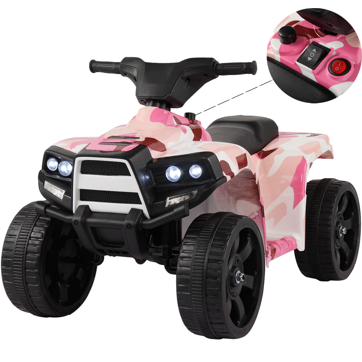 Kids Ride On ATV, 6V Electric Ride On Toy Car, 4 Wheeler for Kids Age 1-2.5, Rechargeable Battery Quad Bike for Boys/Girls, Camo Pink