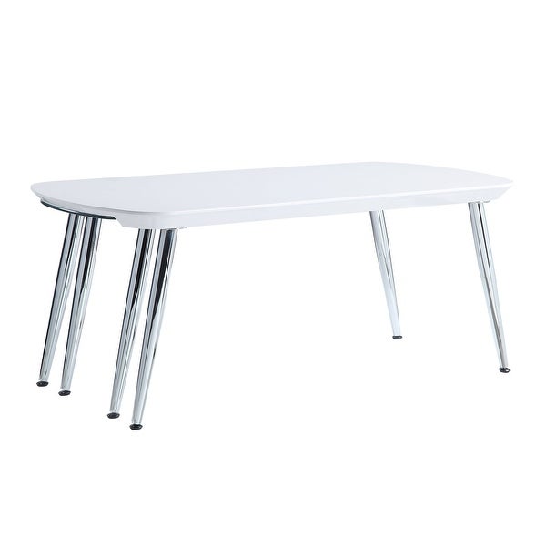 End Table Coffee Table for Living Room in White and Chrome Finish