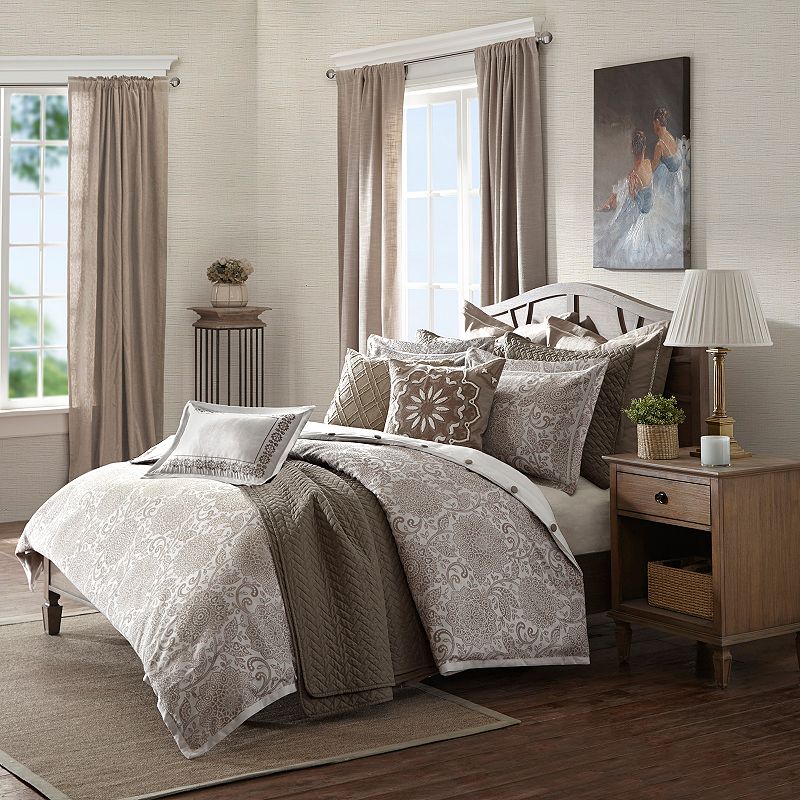 Madison Park Signature Sophia Woven Jacquard Comforter Set with Throw Pillows