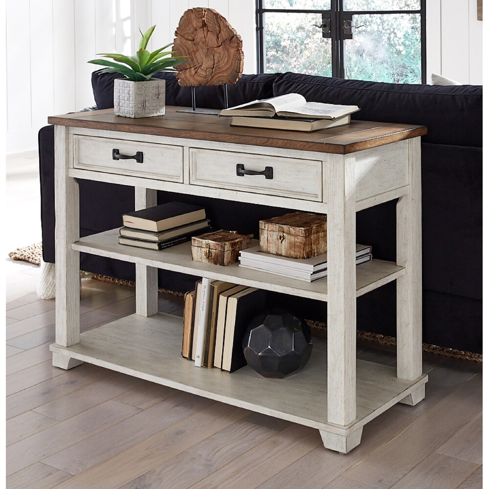 The Gray Barn Wood Two tone Sofa/ Media Console Table