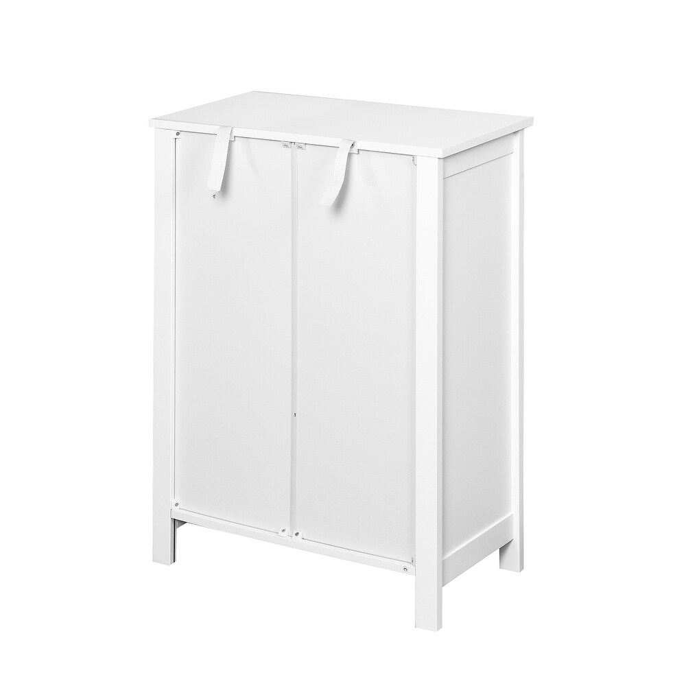 Bathroom Floor Storage Cabinet with Double Door and Adjustable Shelf for Bedroom White Cabinet Freestanding Laundry Organizer