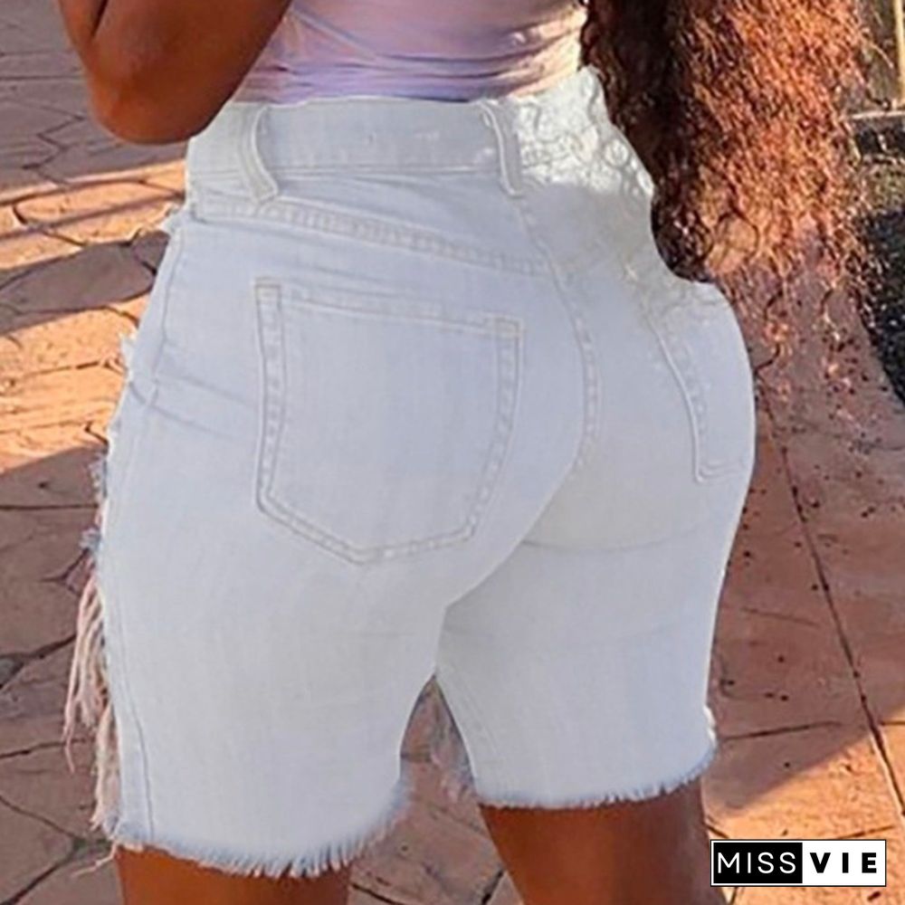 Women Summer Fashion Jeans Shorts Sexy Ripped Hole Denim Shorts Ladies Casual Skinny Bodycon Shorts Plus Size S-5XL