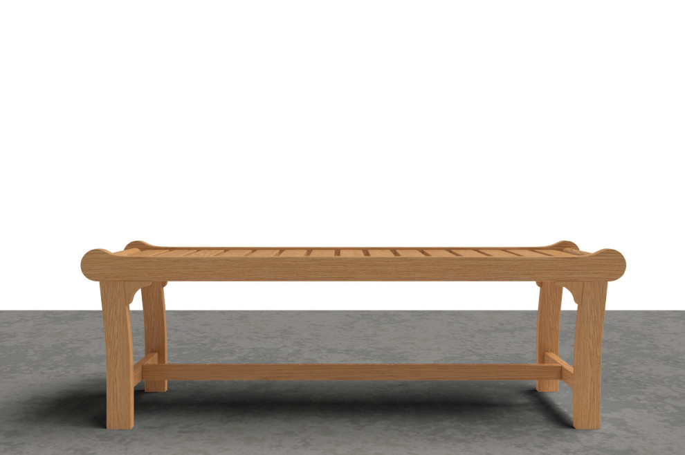 Parc 2 Person Teak Outdoor Bench   Transitional   Outdoor Benches   by Curated Maison  Houzz