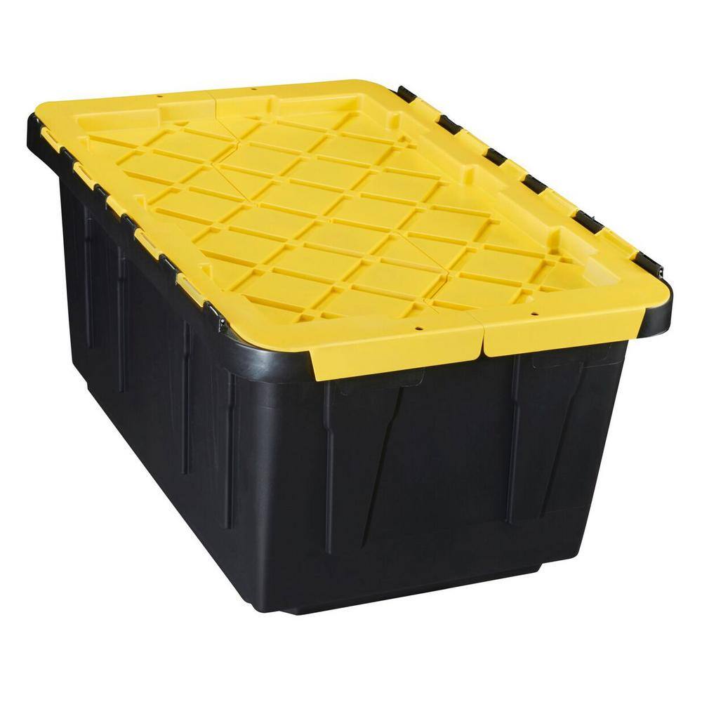 HDX 17 Gal. Flip Top Storage Tote in Black and Yellow 206151