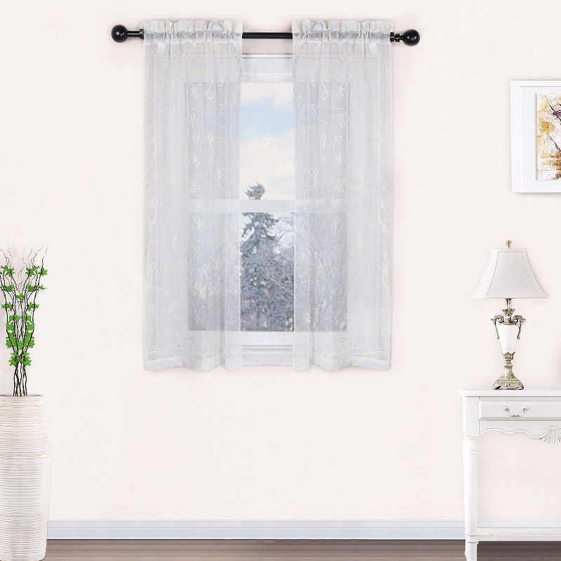 Superior Bohemian Scroll Sheer Rod Pocket Curtain Set