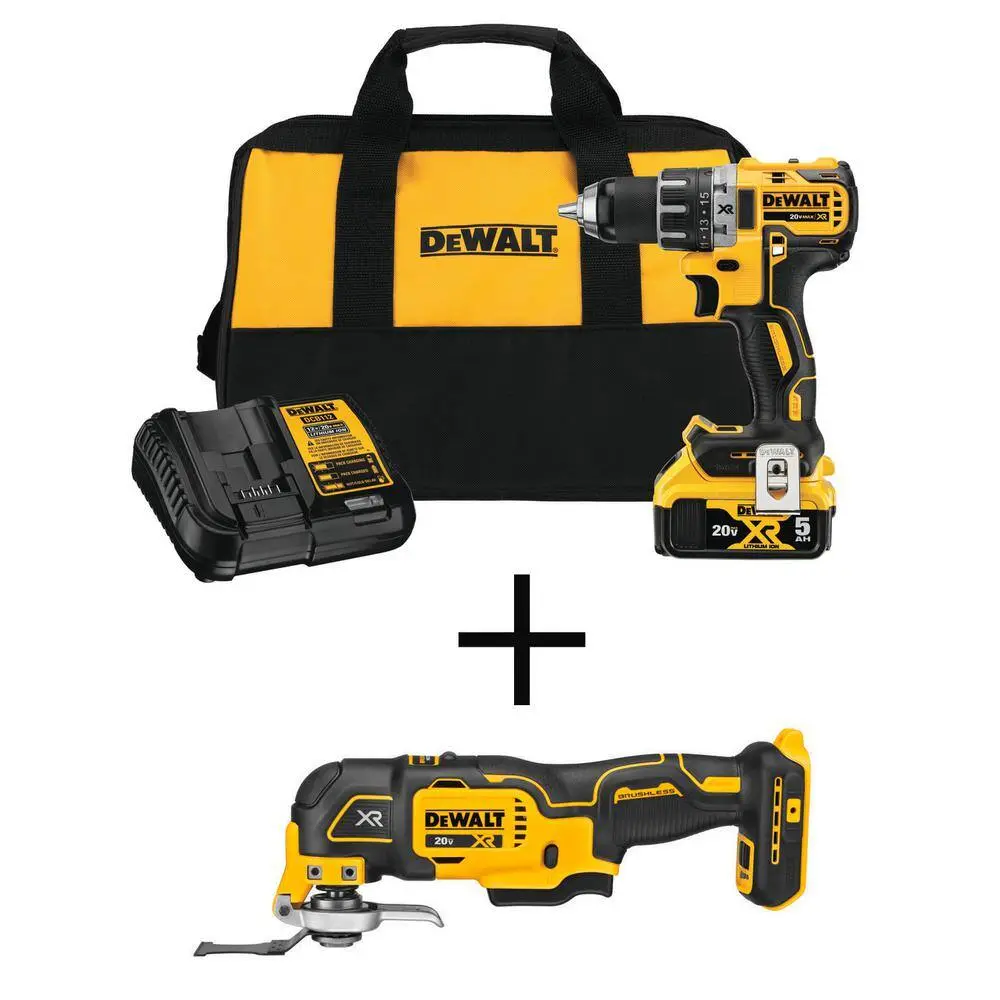 DEWALT 20V MAX XR Cordless Brushless 12 in. DrillDriver Kit and 20V Cordless Brushless Oscillating Tool (Tools Only) DCD791P1WDCS356