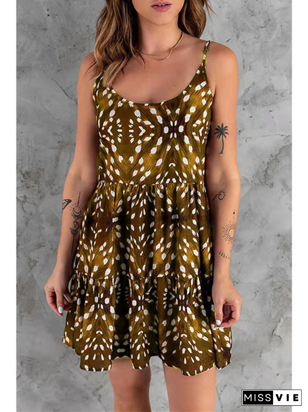 Summer Printed Bohemian Commuter Sling Short Dress