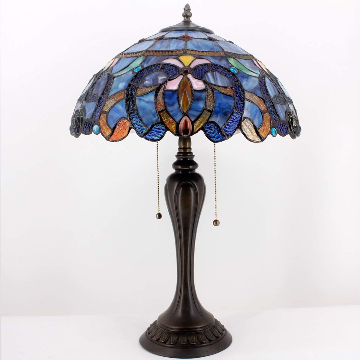 GEDUBIUBOO Tiffany Lamp Blue Purple Cloud Stained Glass Style Table Lamp 16X16X24 Inches Desk Bedside Reading Light Metal Base Decor Bedroom Living Room  Office S558 Series