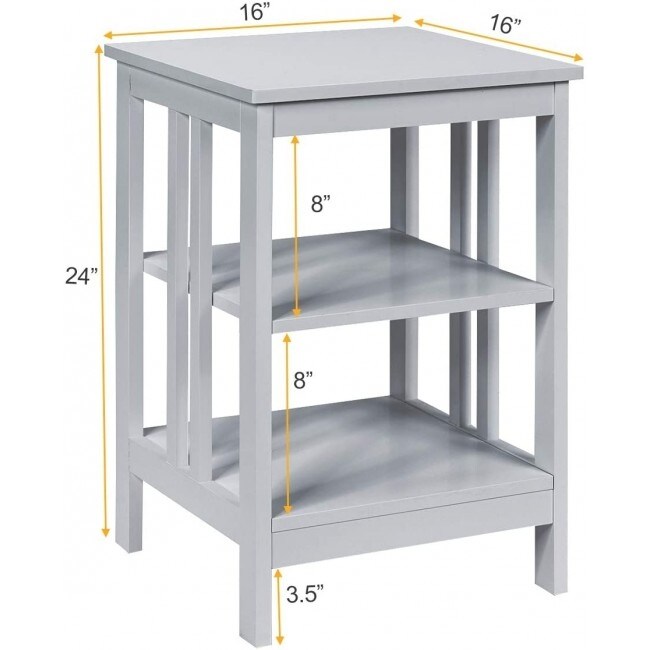 Set of 2 Multifunctional 3 Tier Nightstand Sofa Side Table   16\