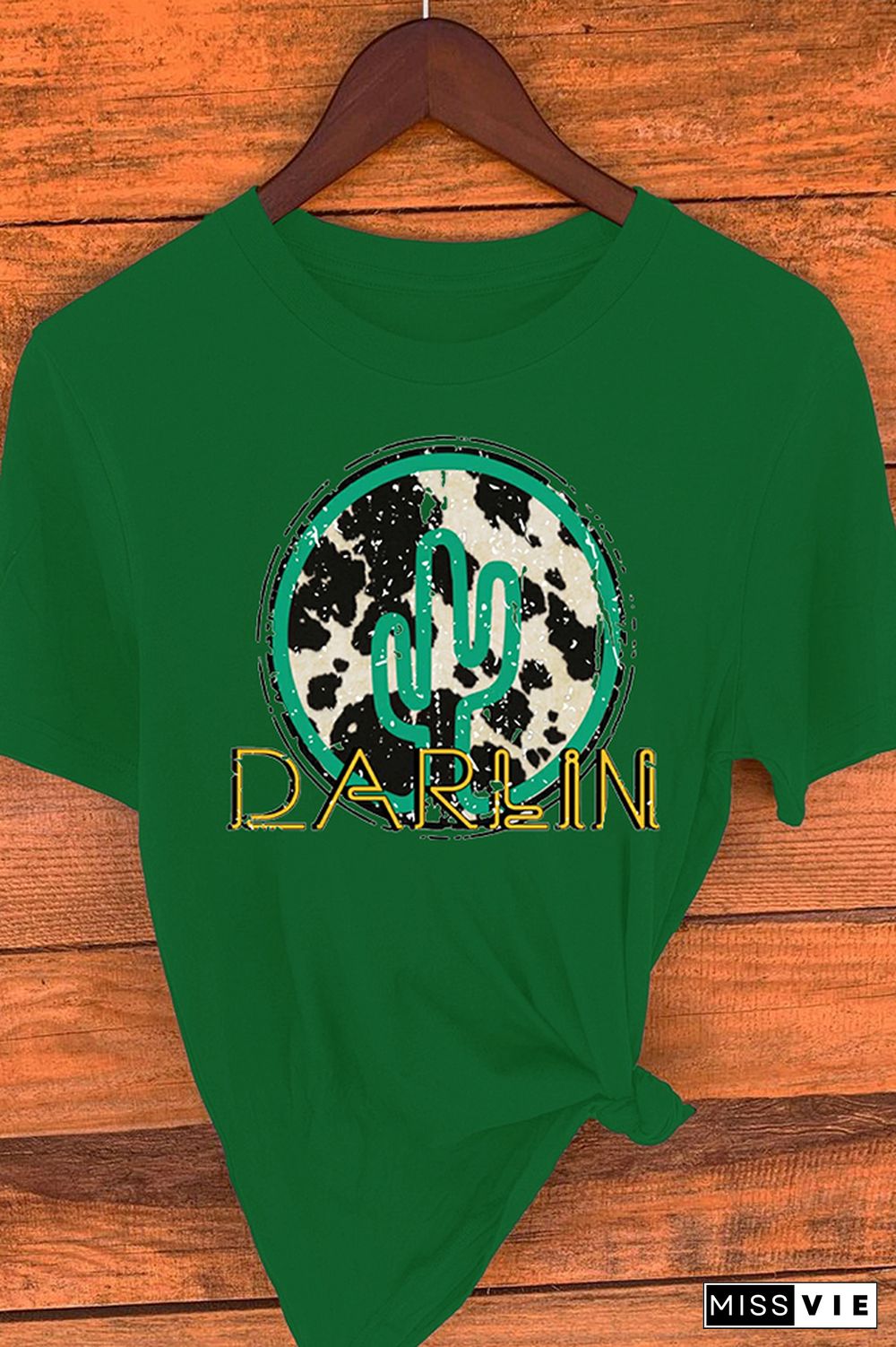 Darlin Print Graphic Tees for Women Wholesale Short Sleeve T shirts Top