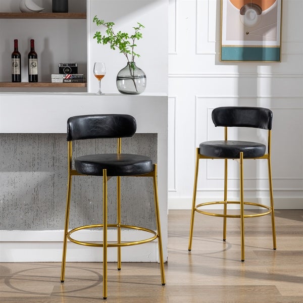 37.8 Inch Modern PU Bar Stool Height Stool Dining Chairs Set of 2