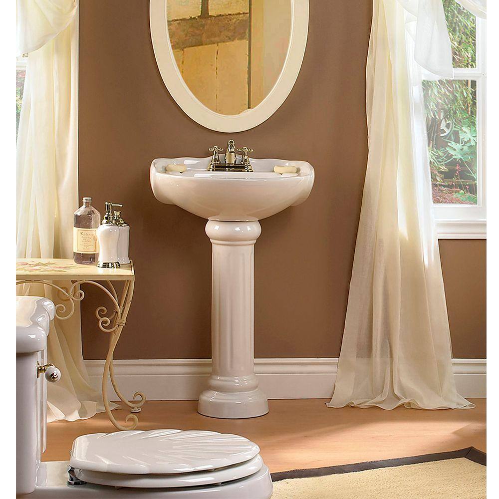 Glacier Bay Westminster Pedestal Sink in White L-6800-W