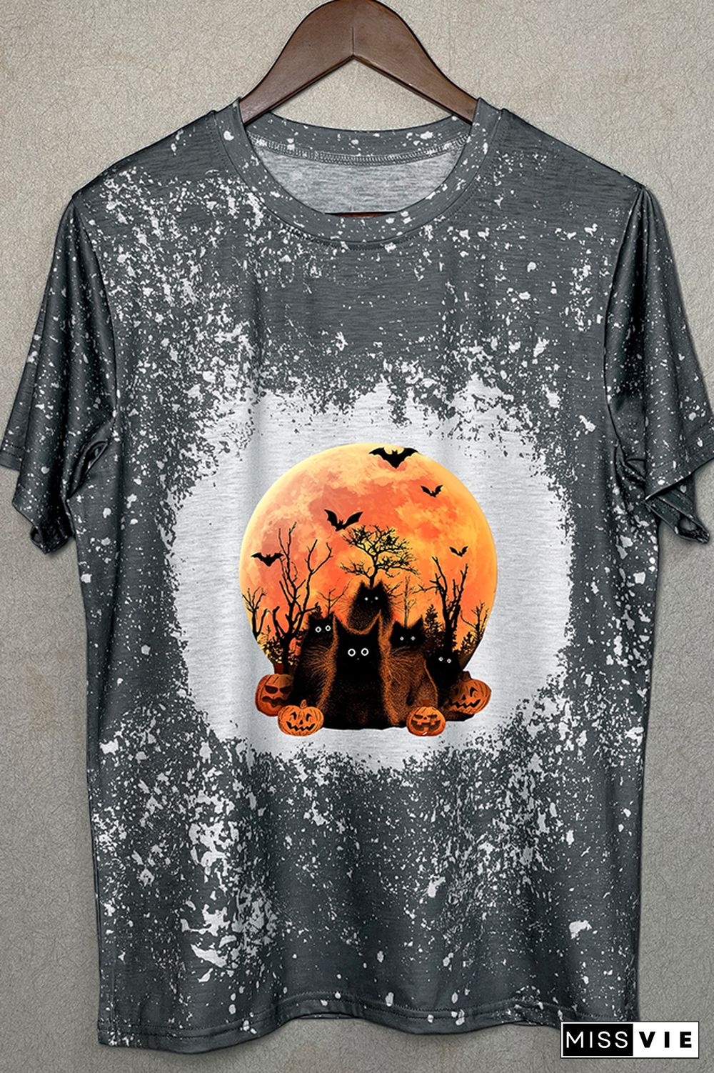 Halloween Black Cat Graphic Tee Wholesale