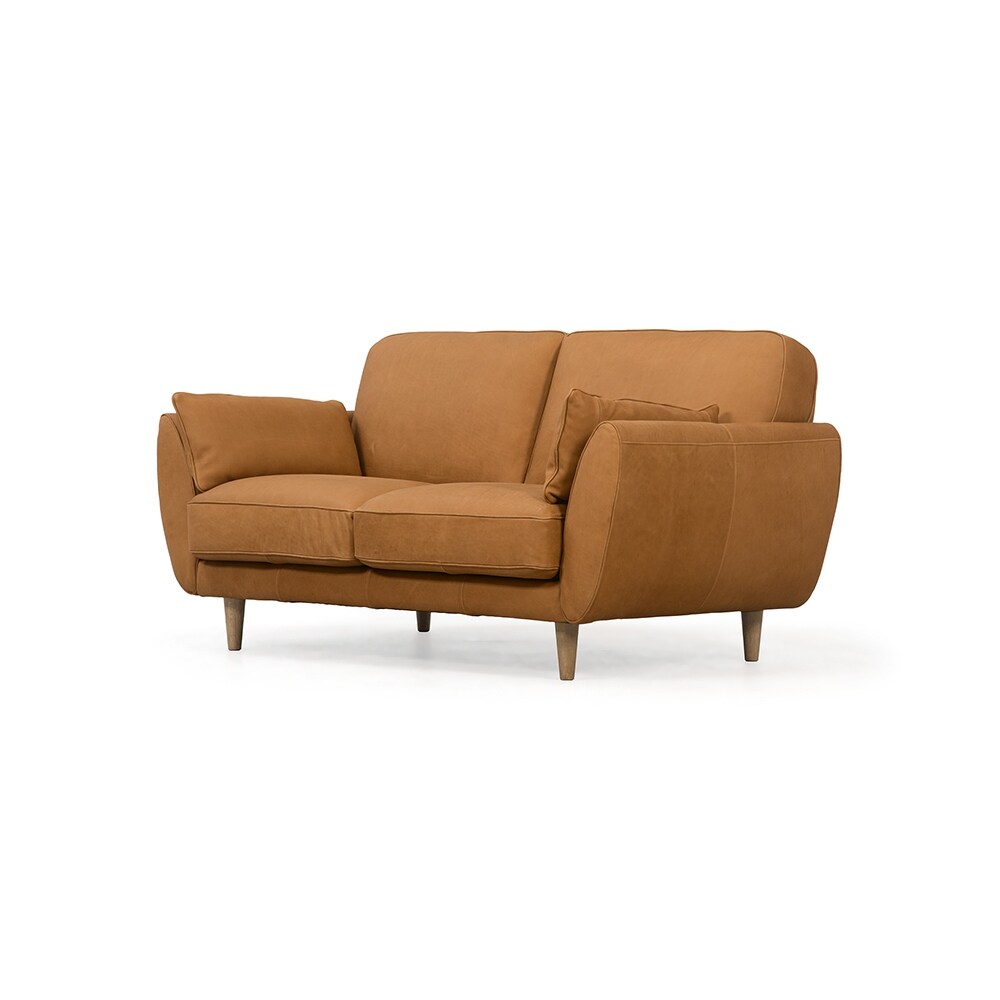 Wilmington Leather Indoor Modern Shelter Arm Sofa - Camel - 68