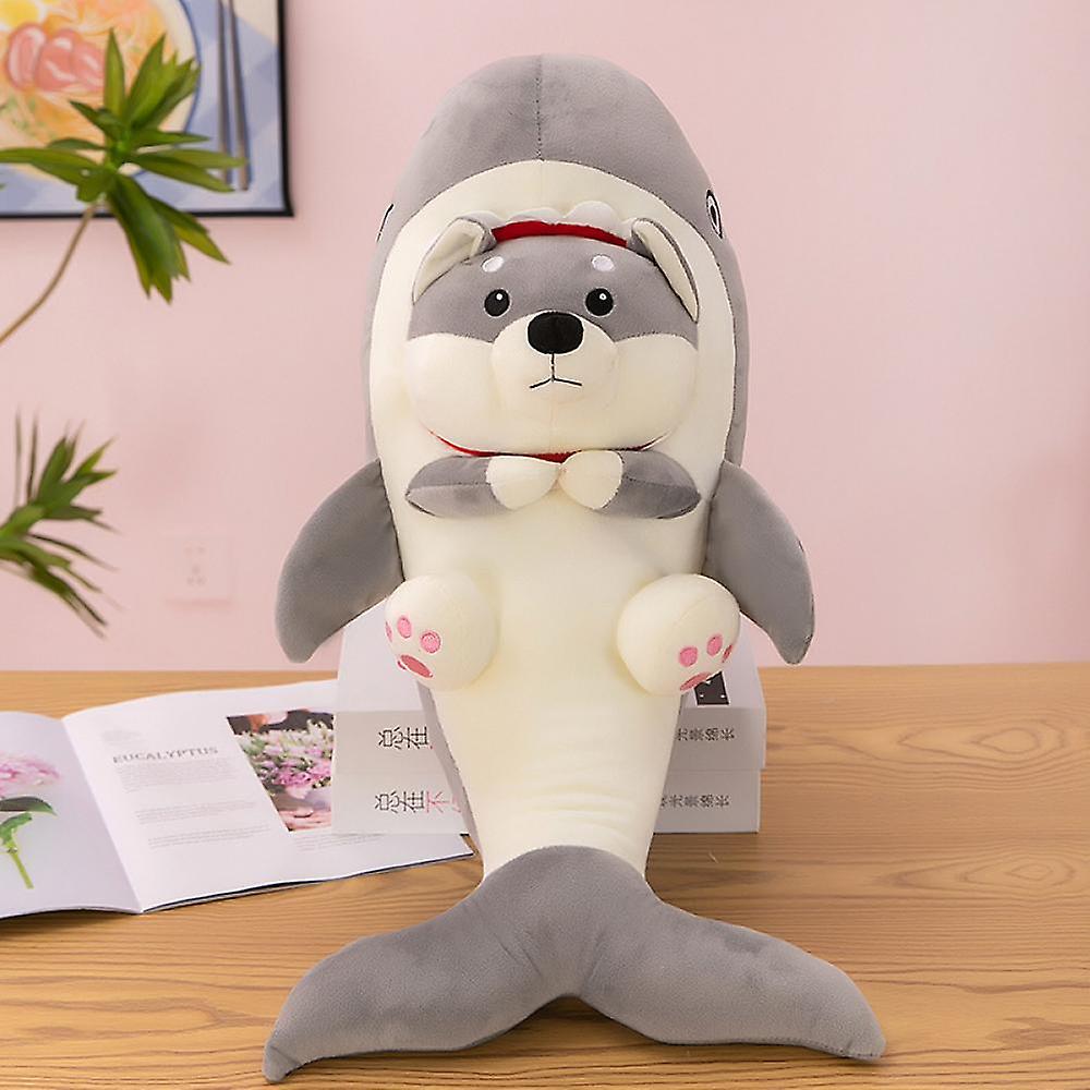 Ocean Shark Doll Trick Shark Dog Plush Toy Dog Silly Dog Doll Trick Throw Pillow Gift (grey 45cm)