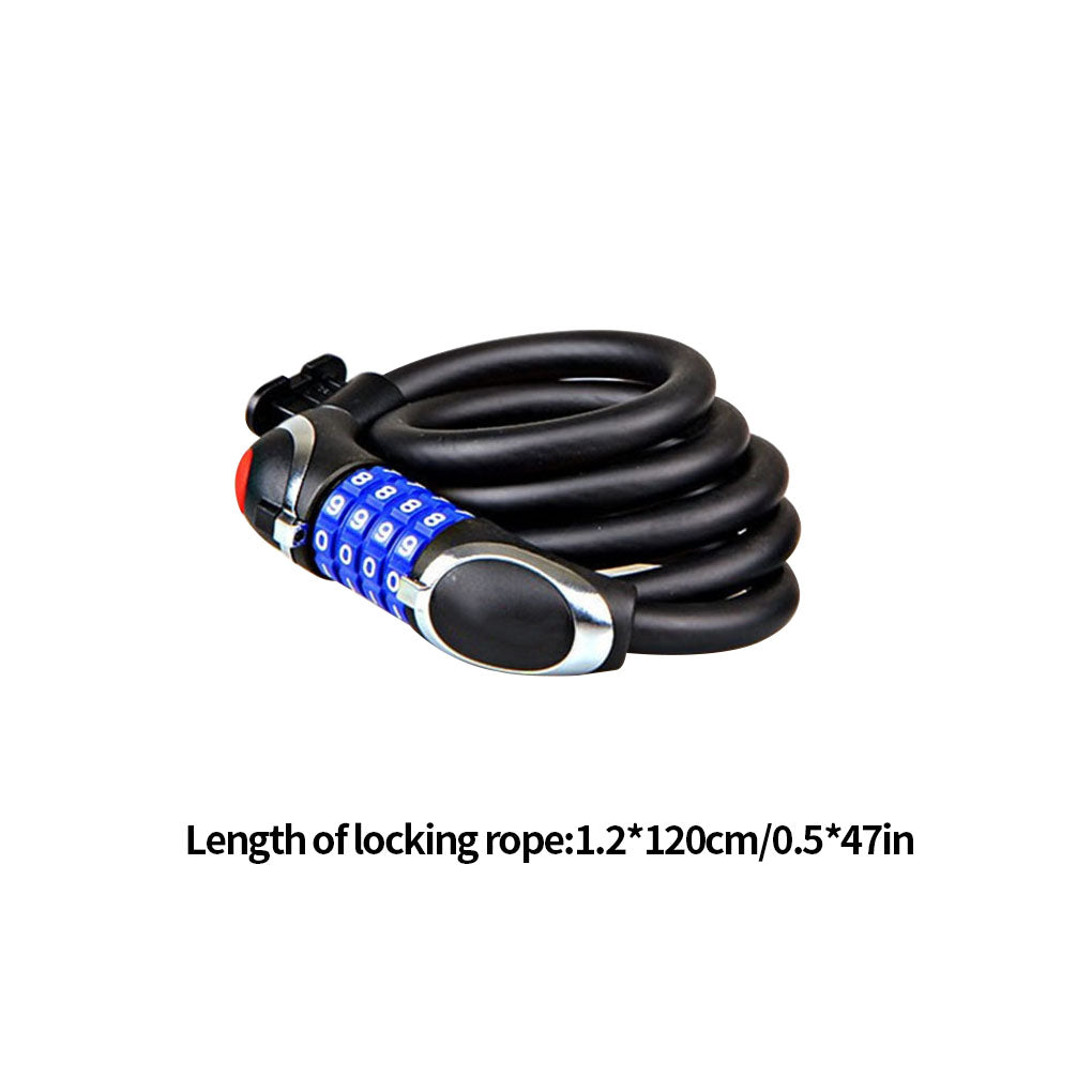 TureClos Passord Combination Bicycle Cable Lock Spiral Alloy Steel Bike Chain Locker Anti-theft Cycle Security Tool