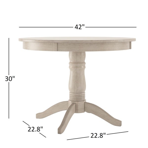 Wilmington II Round Pedestal Base Antique White Breakfast Nook Set by iNSPIRE Q Classic