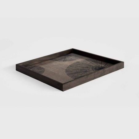 BLACK SLICES WOODEN TRAY SQUARE L 51X51