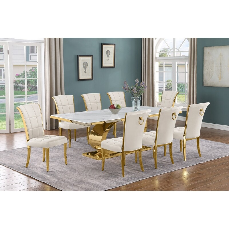 Best Quality Furniture D432/3 SC320 7 Dining Set with 87\