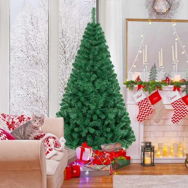 6 Feet Artificial PVC Hinged Christmas Tree with Solid Metal Stand