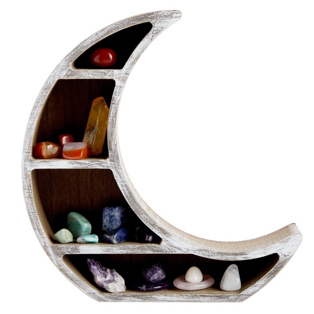 Farmlyn Creek Wooden Crescent Moon Shelf For Oils Crystals Healing Stones 10 X 10 2 X 2 In