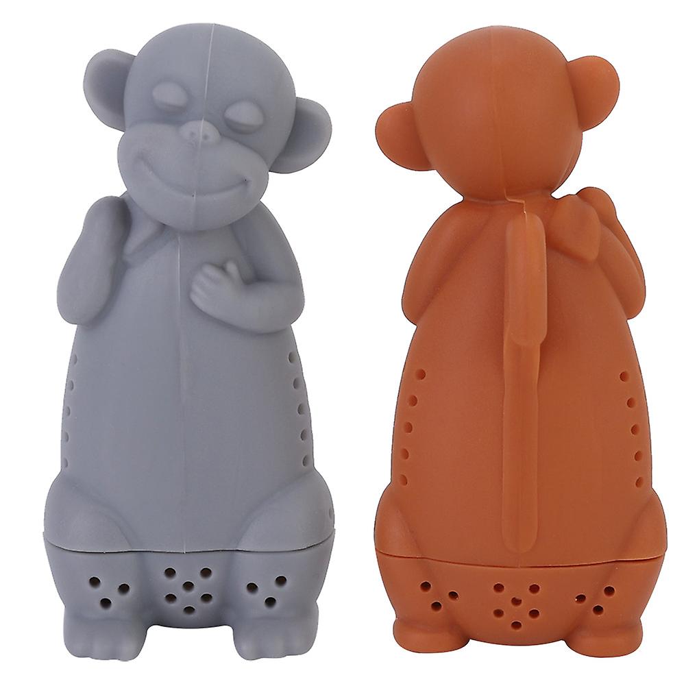 2pcs Silicone Cute Cartoon Monkey Loose Tea Strainer Infuser Filter Tea Accessory