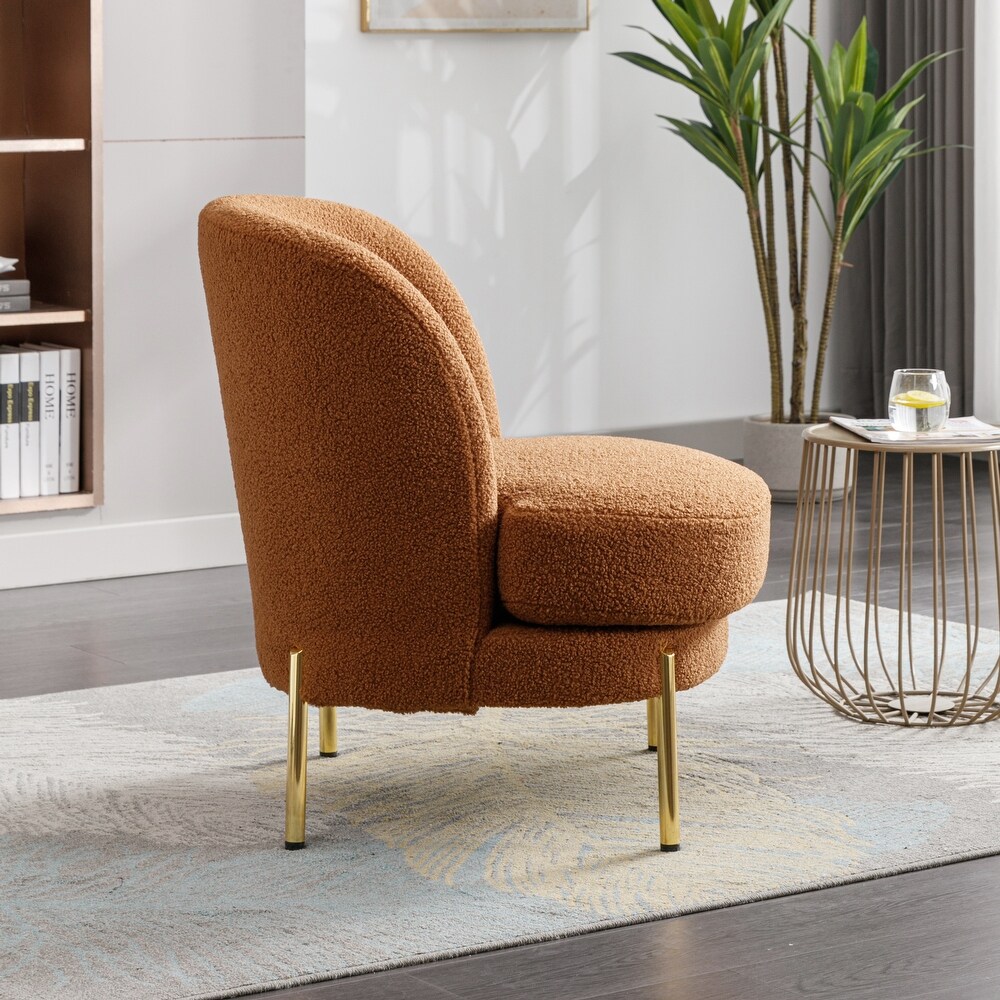 Boucle Upholstered Accent Chair With Gold Legs