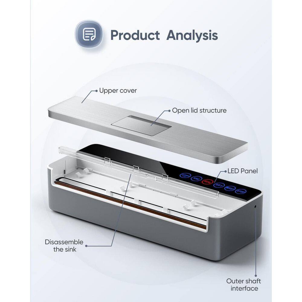 ROOMTEC Silver Stainless Steel Food Vacuum Sealer with LED Indicator Lights NVLB09ZV7N7DJ