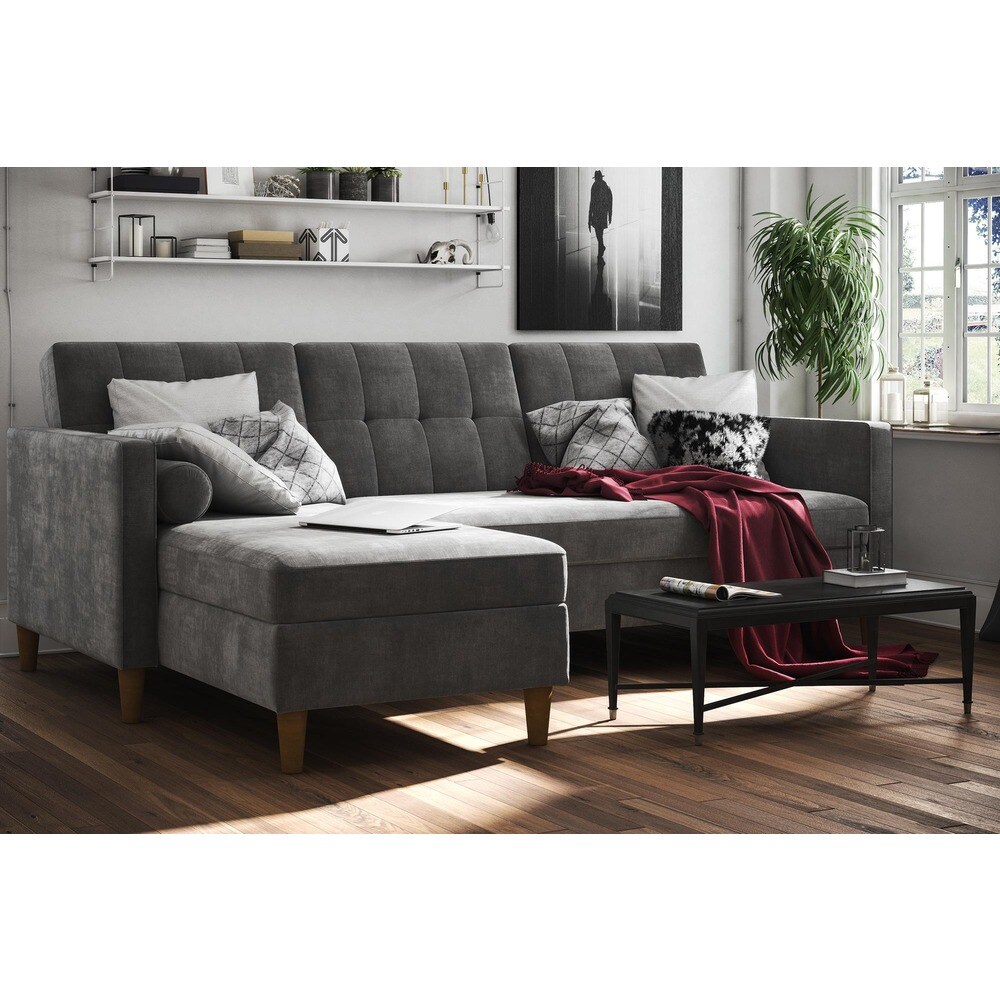 DHP Hartford Chenille Storage Sectional Futon